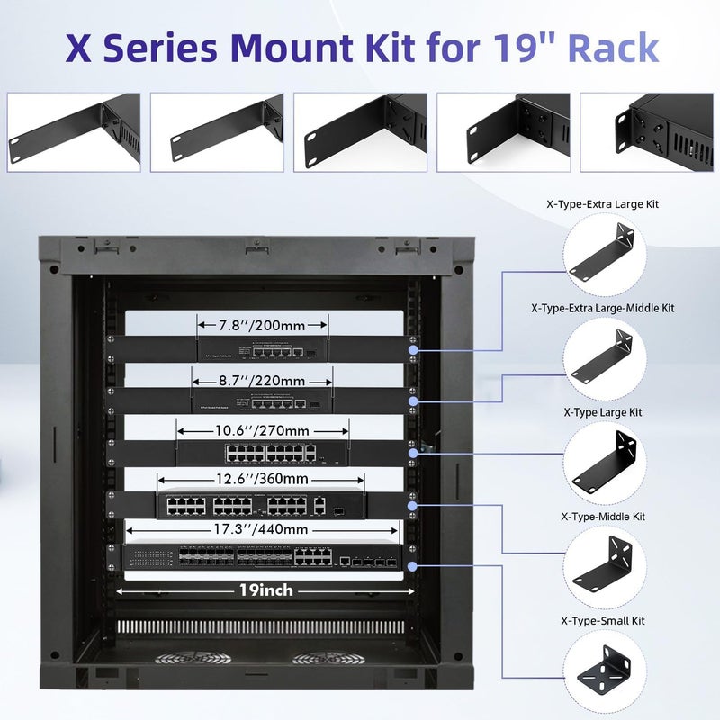 PhyinLan Rack Mount Kit for 12.6 inch Switches, Adjustable Rack Ears for Netgear, Cisco, D-Link, TRENDnet and Dell Products, Mount 12.6" Wide to 19" Equipment, Adjustable Hole Distance 14-30mm - Image 3
